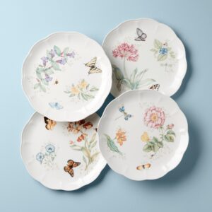 Garden Butterfly Scalloped Dinner Plates,Set of 4