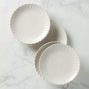 Scalloped Stoneware Dinner Plates,Set of 4