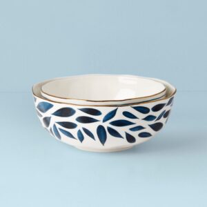 Textured Nesting Bowl Set with Gold Band,2-Piece