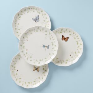 Butterfly Vine Scalloped Dinner Plates,Set of 4