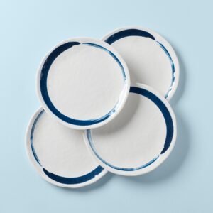 Blue Boho Melamine Dinner Plates,Set of 4