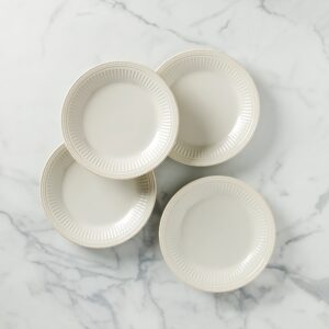 Grooved Beaded Stoneware Dinner Plates,Set of 4