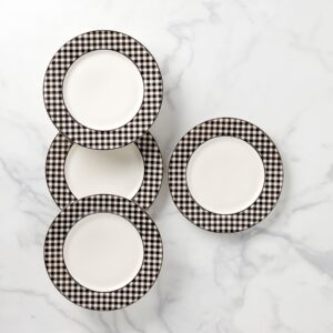 Black Gingham Dinner Plates,Set of 4