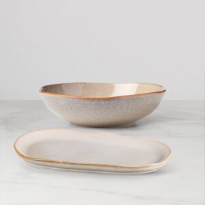 Oatmeal Stoneware Serving Set,2-Piece