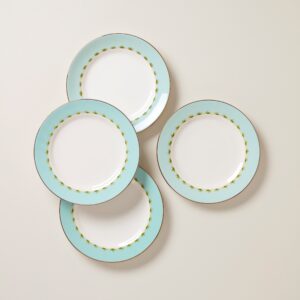 Tropical Palm Border Porcelain Dinner Plates,Set of 4