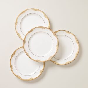 Tropical Bamboo Border Porcelain Dinner Plates,Set of 4